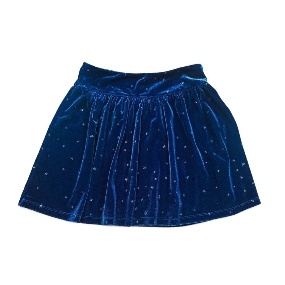Crewcuts by J Crew Girls Navy & Silver Velvet Star Print Skirt Size L 10/11
